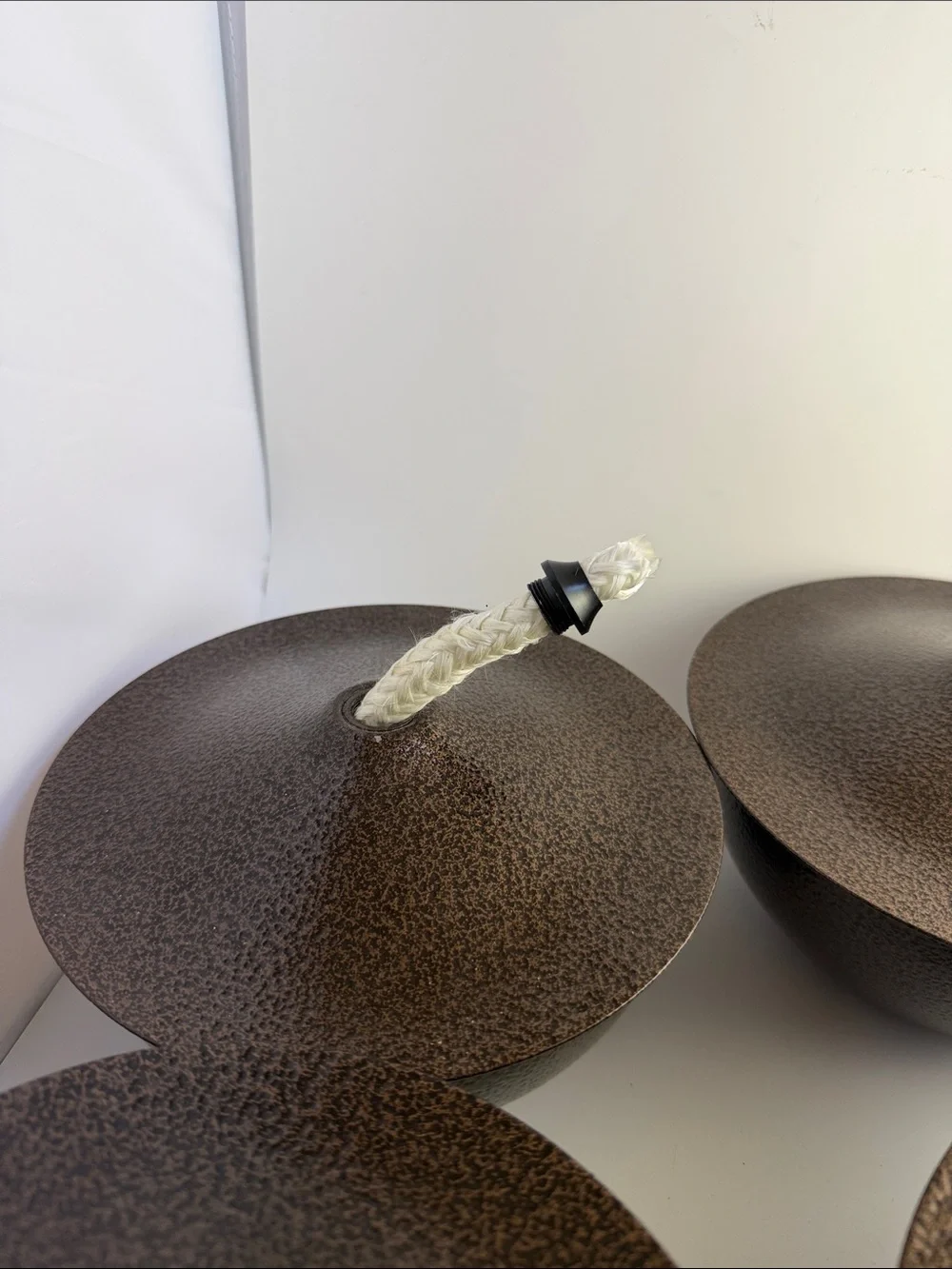 Bronze Color  Hammered Texture Tabletop Citronella Oil Lamps in Metal set of 4